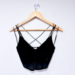 GARAGE Black corset cropped tank top